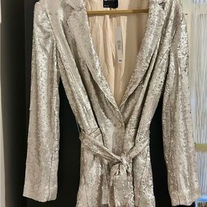 ASOS Silver Sequin Blazer with Belt